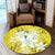 Hawaiian Plumeria Polynesian Round Carpet - Yellow - AH - Polynesian Pride