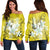 Hawaiian Plumeria Polynesian Women's Off Shoulder Sweater - Yellow - AH Black - Polynesian Pride