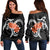 Hawaiian Plumeria Polynesian Orange Women's Off Shoulder Sweater - AH Black - Polynesian Pride