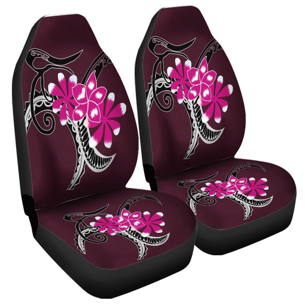 Hawaiian Plumeria Polynesian Pink Car Seat Covers - AH Universal Fit Black - Polynesian Pride