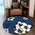 Hawaiian Plumeria Tribal Polynesian Round Carpet Blue AH - Polynesian Pride