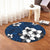 Hawaiian Plumeria Tribal Polynesian Round Carpet Blue AH - Polynesian Pride