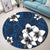 Hawaiian Plumeria Tribal Polynesian Round Carpet Blue AH - Polynesian Pride