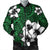 Hawaiian Plumeria Tribal Polynesian Bomber Jacket Green AH Black Unisex - Polynesian Pride