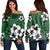 Hawaiian Plumeria Tribal Polynesian Women's Off Shoulder Sweater Green AH Black - Polynesian Pride