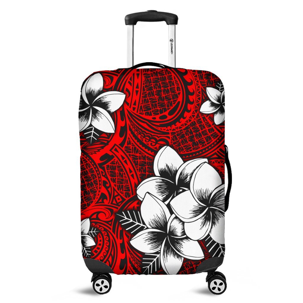 Hawaiian Plumeria Tribal Polynesian Luggage Covers Red AH Black - Polynesian Pride