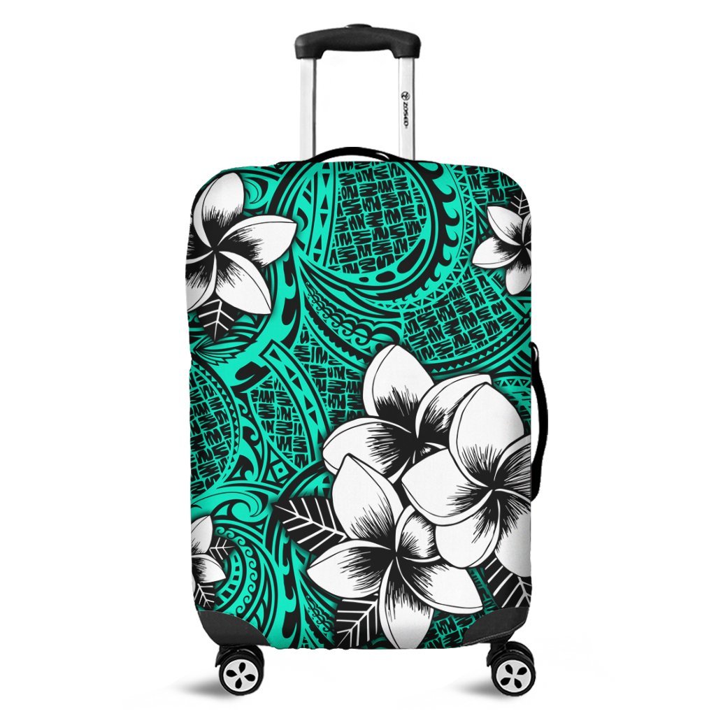 Hawaiian Plumeria Tribe Turquoise Polynesian Luggage Covers AH Black - Polynesian Pride