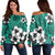 Hawaiian Plumeria Tribe Turquoise Polynesian Women's Off Shoulder Sweater AH Black - Polynesian Pride