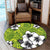 Hawaiian Plumeria Tribe Yellow Green Polynesian Round Carpet AH - Polynesian Pride