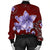 Hawaiian Plumeria Violet Polynesian Red Bomber Jacket - AH - Polynesian Pride