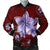 Hawaiian Plumeria Violet Polynesian Red Bomber Jacket - AH Black Unisex - Polynesian Pride