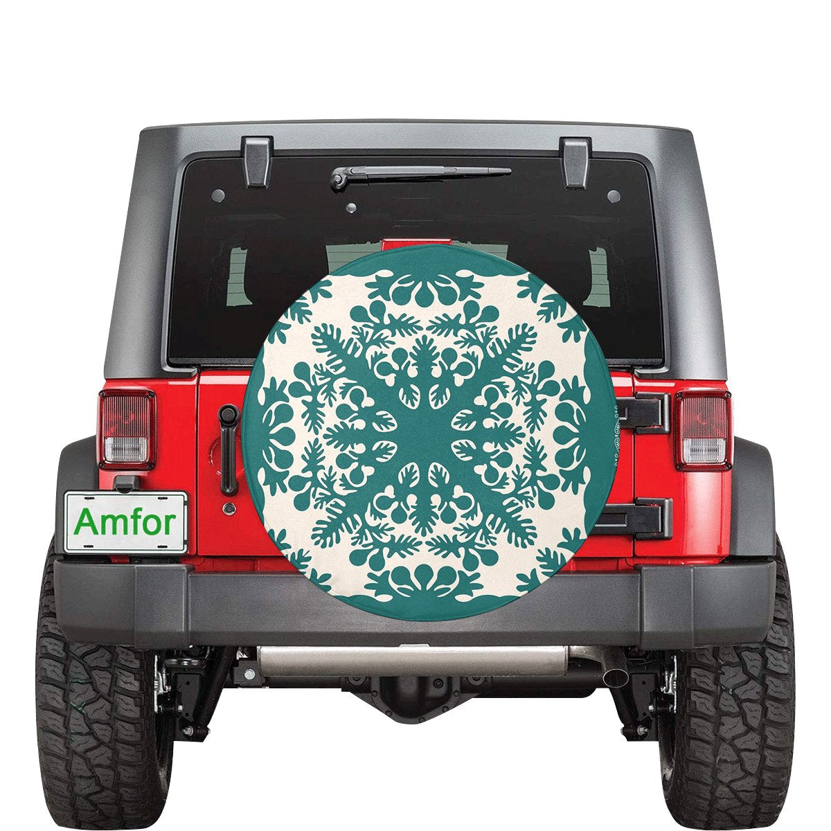 Hawaiian Quilt Tradition Turquoise Spare Tire Cover AH Turquoise - Polynesian Pride