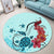 Hawaiian Sea Turtle Hibiscus Brilliant Polynesian Round Carpet - AH - Polynesian Pride