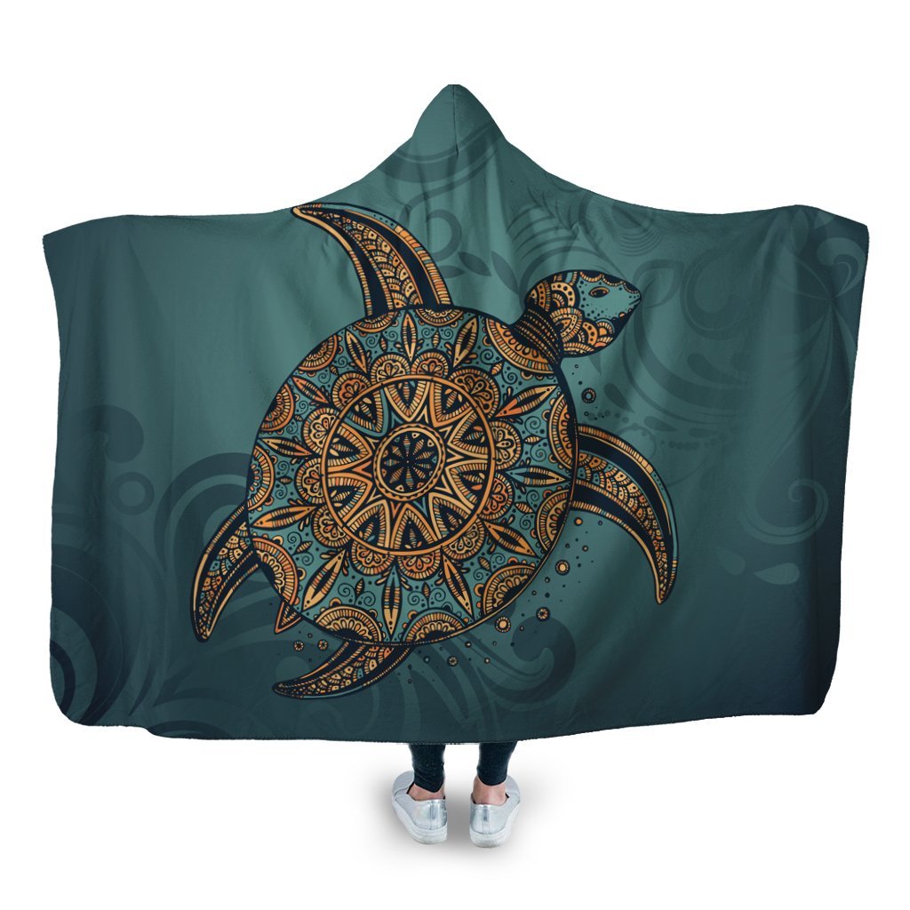 Hawaiian Skillful Turtle Polynesian Hooded Blanket - AH Hooded Blanket White - Polynesian Pride