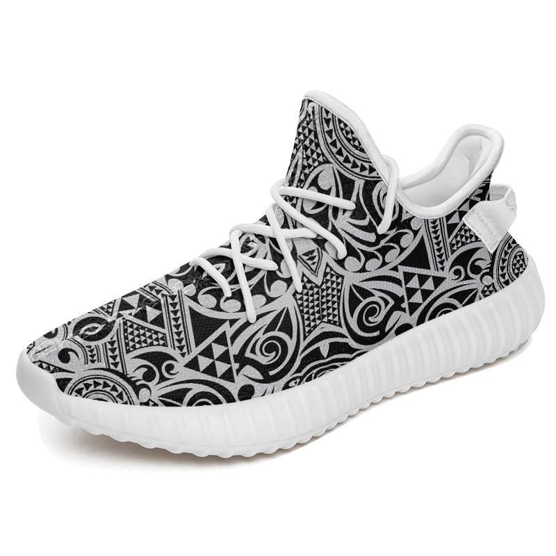 Hawaiian Sneakers YZ Polynesian Kakau Turtle AH Kid's Sneakers - White Sole - Polynesian Pride