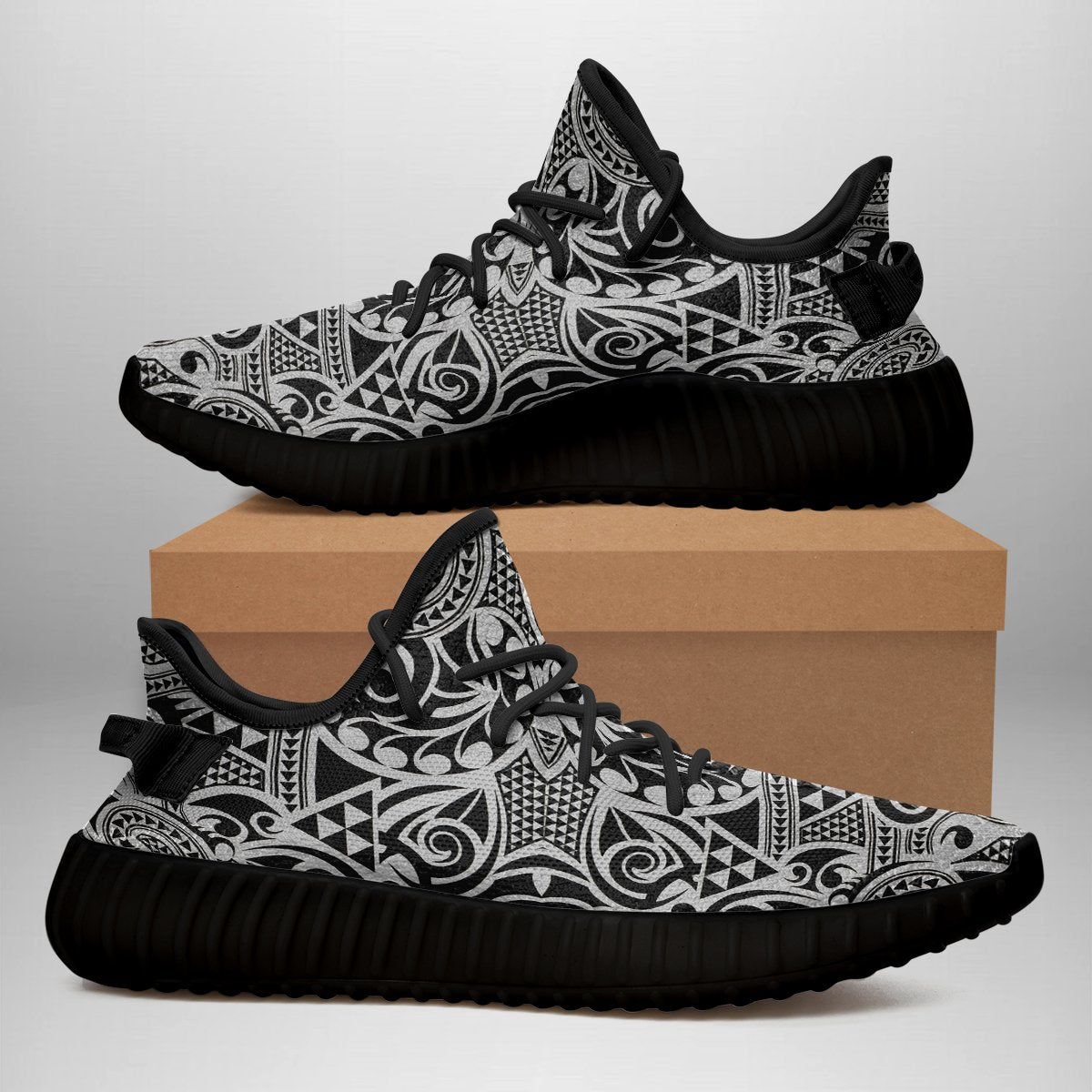 Hawaiian Sneakers YZ Polynesian Kakau Turtle AH Kid's Sneakers - Black Sole - Polynesian Pride