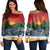 Hawaiian Sunset Ocean Turtle Women's Off Shoulder Sweater - AH Black - Polynesian Pride