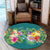 Hawaiian Tropical Strelitzia Plumeria Orchids Hibiscus Polynesian Round Carpet - AH - Polynesian Pride