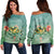 Hawaiian Turtle And Hibiscus Polynesian Women's Off Shoulder Sweater - AH Black - Polynesian Pride