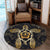 Hawaiian Turtle And Hibiscus Polynesian Round Carpet Gold - AH - Polynesian Pride