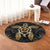 Hawaiian Turtle And Hibiscus Polynesian Round Carpet Gold - AH - Polynesian Pride