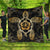 Hawaiian Turtle And Hibiscus Polynesian Premium Quilts Gold - AH Black - Polynesian Pride