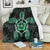 Hawaiian Turtle And Hibiscus Polynesian Premium Blankets Green - AH White - Polynesian Pride