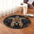 Hawaiian Turtle And Hibiscus Polynesian Round Carpet Orange - AH - Polynesian Pride