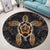 Hawaiian Turtle And Hibiscus Polynesian Round Carpet Orange - AH - Polynesian Pride