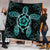 Hawaiian Turtle And Hibiscus Polynesian Premium Quilts Turquoise - AH - Polynesian Pride