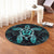 Hawaiian Turtle And Hibiscus Polynesian Round Carpet Turquoise - AH - Polynesian Pride