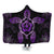 Hawaiian Turtle And Hibiscus Polynesian Hooded Blanket Violet - AH Hooded Blanket White - Polynesian Pride