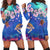 Hawaiian Turtle And Plumeria Pattern Polynesian Hoodie Dress - AH Black - Polynesian Pride