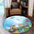 Hawaiian Turtle Dolphin In The Ocean Polynesian Round Carpet - AH - Polynesian Pride