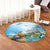 Hawaiian Turtle Dolphin In The Ocean Polynesian Round Carpet - AH - Polynesian Pride