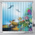 Hawaiian Turtle Dolphin In The Ocean Polynesian Shower Curtain - AH 177 x 172 (cm) Black - Polynesian Pride