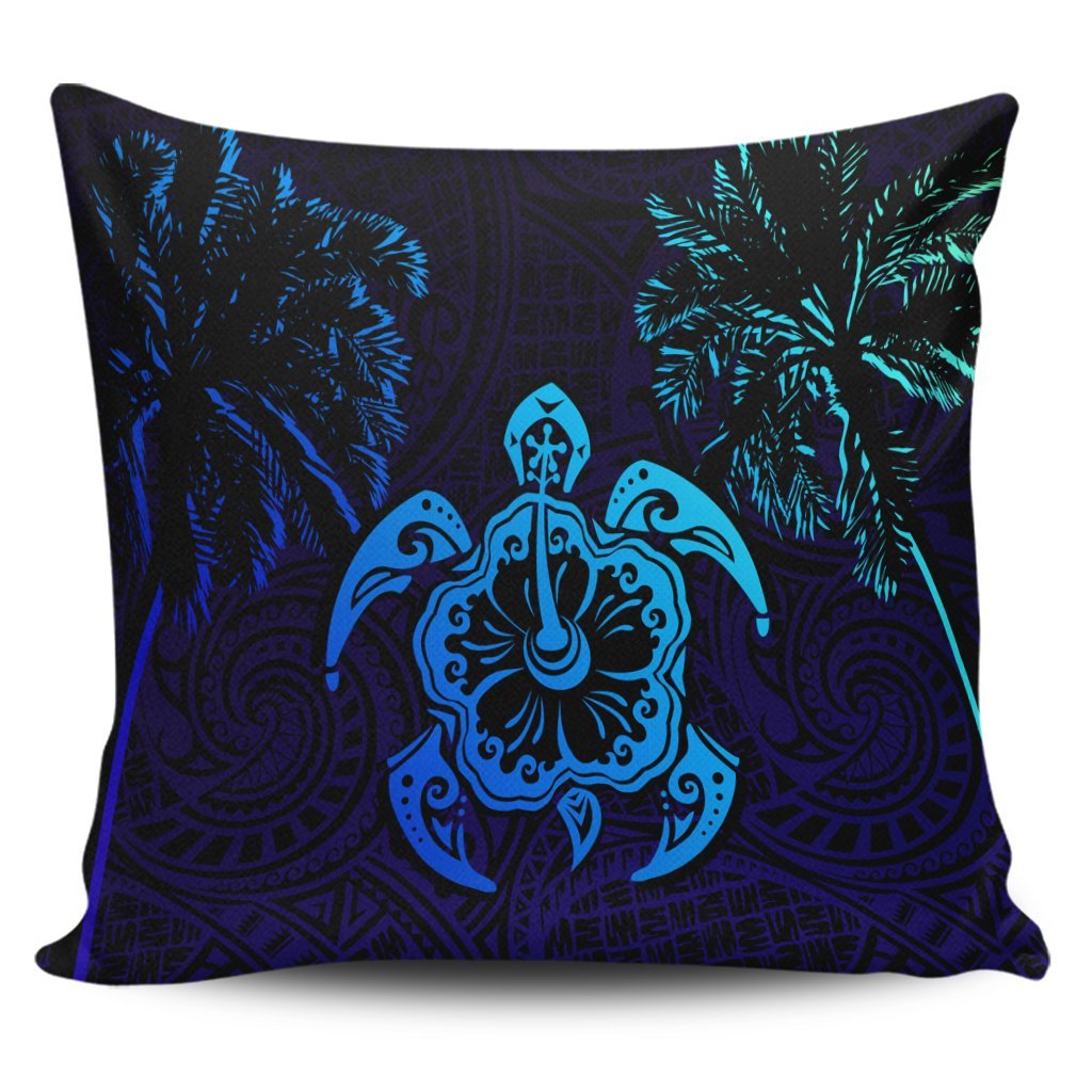 Hawaiian Turtle Hibiscus Coconut Tree Polynesian Pillow Covers AH Pillow Covers Black - Polynesian Pride