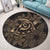 Hawaiian Turtle Hibiscus Plumeria Kanaka Polynesian Round Carpet Gold - Soft Style - AH - Polynesian Pride