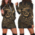 Hawaiian Turtle Hibiscus Plumeria Kanaka Polynesian Hoodie Dress Gold - Soft Style - AH Black - Polynesian Pride