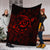 Hawaiian Turtle Hibiscus Plumeria Kanaka Polynesian Premium Blankets Red - Soft Style - AH - Polynesian Pride