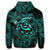 Hawaiian Turtle Hibiscus Plumeria Kanaka Polynesian Hoodie Turquoise Soft Style - Polynesian Pride