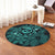 Hawaiian Turtle Hibiscus Plumeria Kanaka Polynesian Round Carpet Turquoise - Soft Style - AH - Polynesian Pride