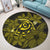 Hawaiian Turtle Hibiscus Plumeria Kanaka Polynesian Round Carpet Yellow - Soft Style - AH - Polynesian Pride