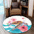 Hawaiian Turtle Hibiscus Waves Polynesian Round Carpet - AH - Polynesian Pride