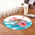 Hawaiian Turtle Hibiscus Waves Polynesian Round Carpet - AH - Polynesian Pride