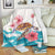 Hawaiian Turtle Hibiscus Waves Polynesian Premium Blankets - AH White - Polynesian Pride