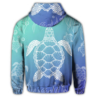 Hawaiian Turtle In The Sea Polynesian Zip Hoodie - Polynesian Pride