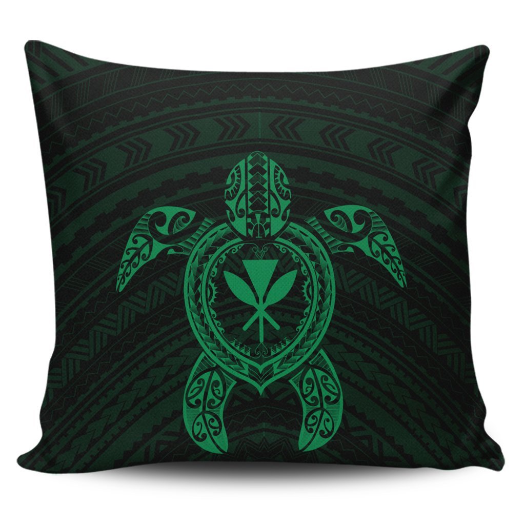 Hawaiian Turtle Kanaka Polynesian Pillow Covers - Green - AH Pillow Covers Black - Polynesian Pride