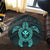 Hawaiian Turtle Kanaka Polynesian Round Carpet - Turquoise - AH - Polynesian Pride