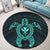 Hawaiian Turtle Kanaka Polynesian Round Carpet - Turquoise - AH - Polynesian Pride